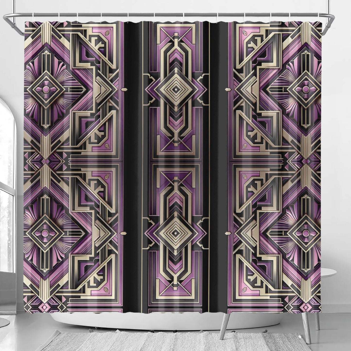 Art Deco Lilac Shower Curtain - Elegant and Stylish for Your Bathroom Decor - Misfit Marketing Design Studios