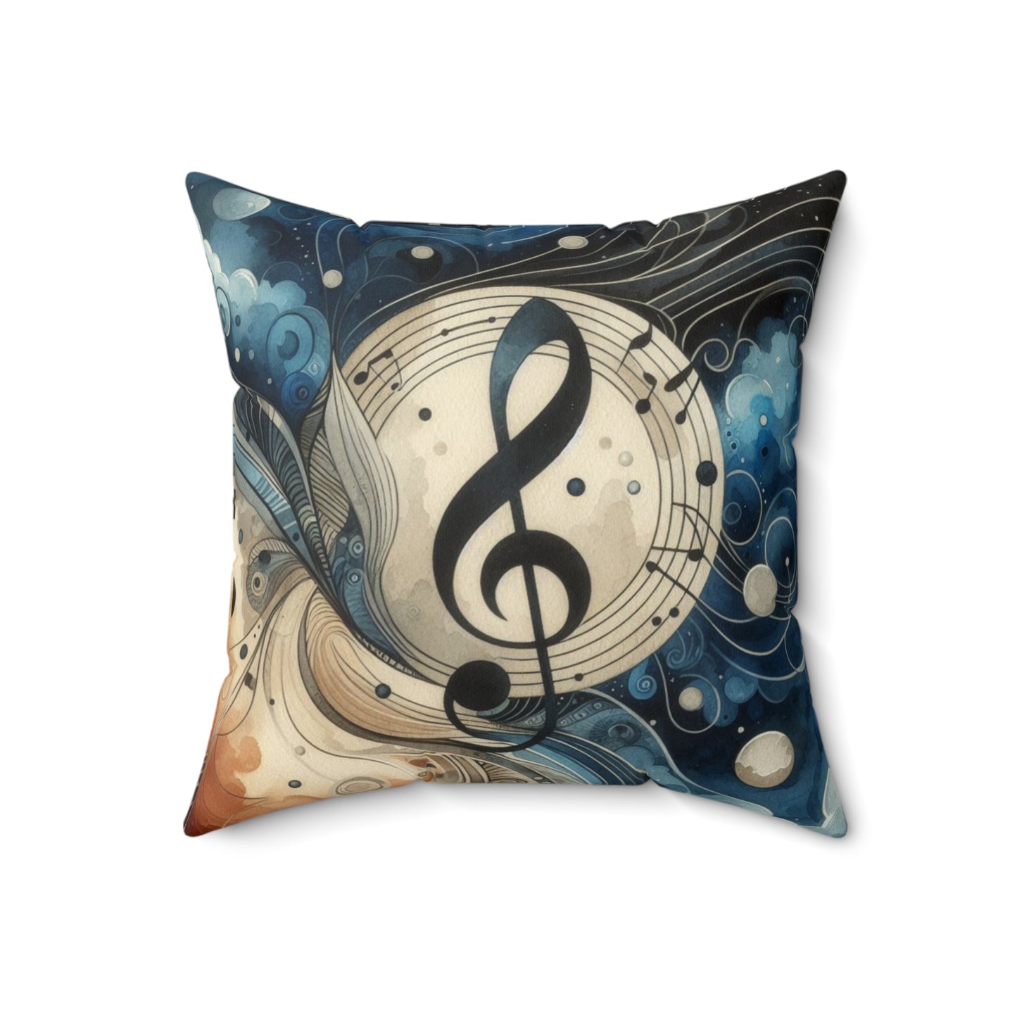 Double sided Dual Color Faux Suede Musical Notes Square Pillow