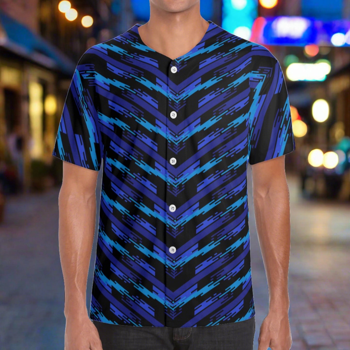 Men's Blue and Black short sleeve shirt- Lightweight  Comfortable - Misfit Marketing Design Studios