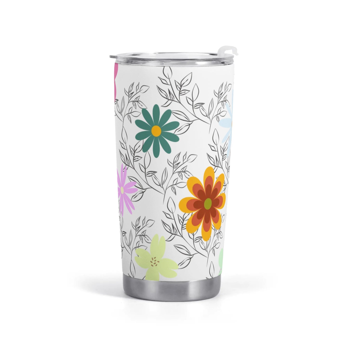 White Floral 20oz Tumbler - Elegant and Practical Drinkware for Any Occasion - Misfit Marketing Design Studios