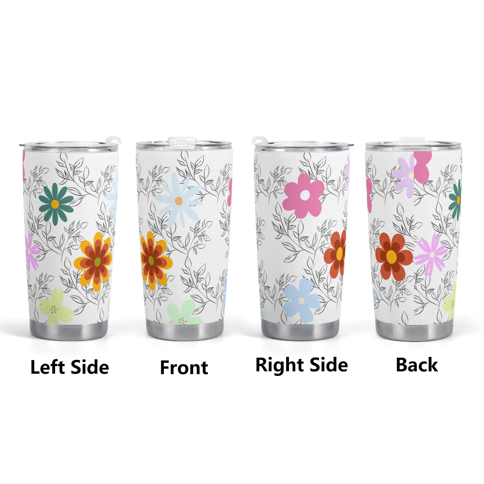 White Floral 20oz Tumbler - Elegant and Practical Drinkware for Any Occasion - Misfit Marketing Design Studios