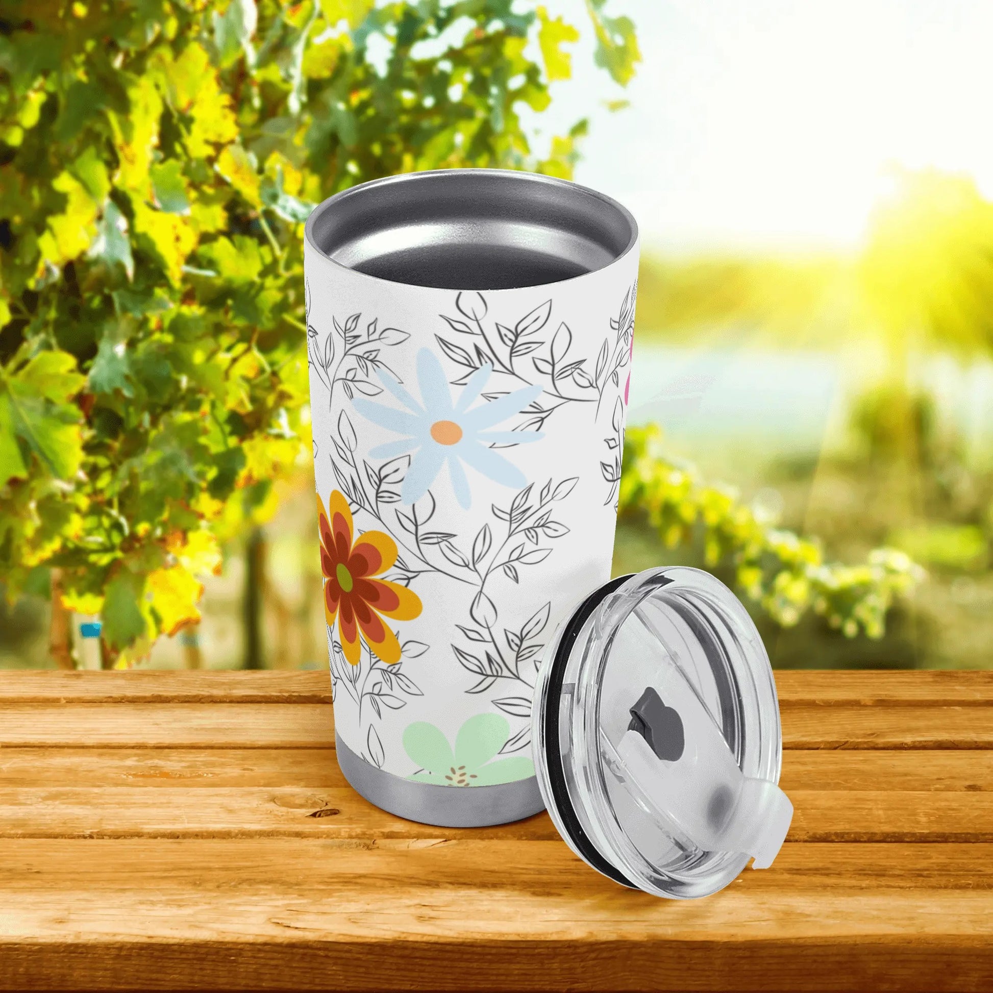 White Floral 20oz Tumbler - Elegant and Practical Drinkware for Any Occasion - Misfit Marketing Design Studios