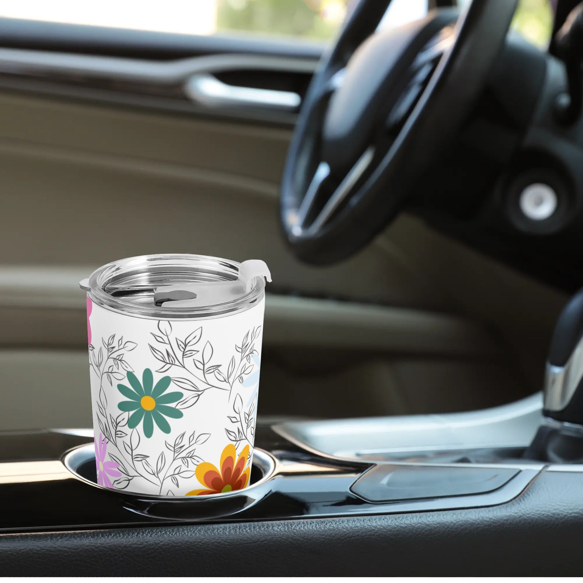 White Floral 20oz Tumbler - Elegant and Practical Drinkware for Any Occasion - Misfit Marketing Design Studios