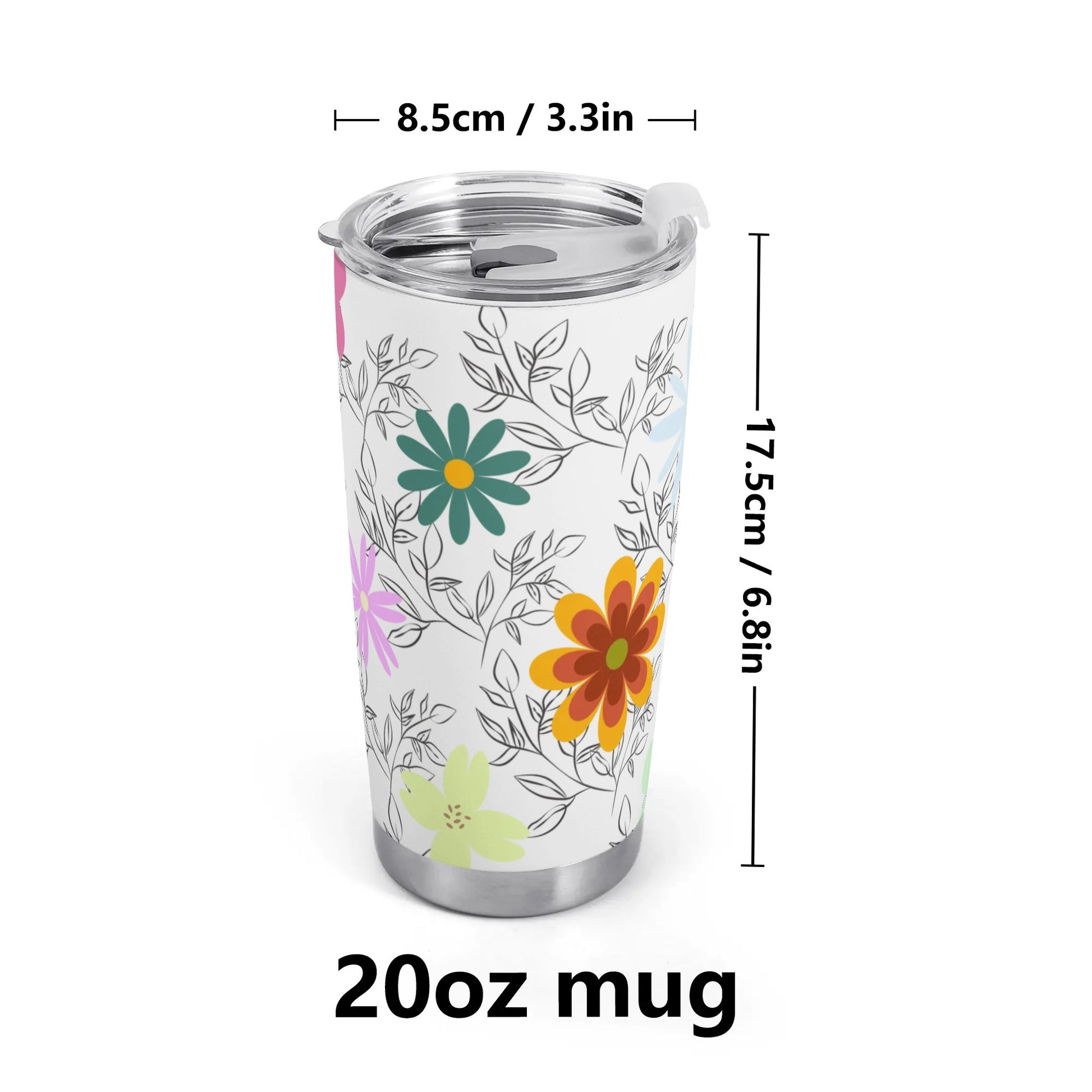 White Floral 20oz Tumbler - Elegant and Practical Drinkware for Any Occasion - Misfit Marketing Design Studios