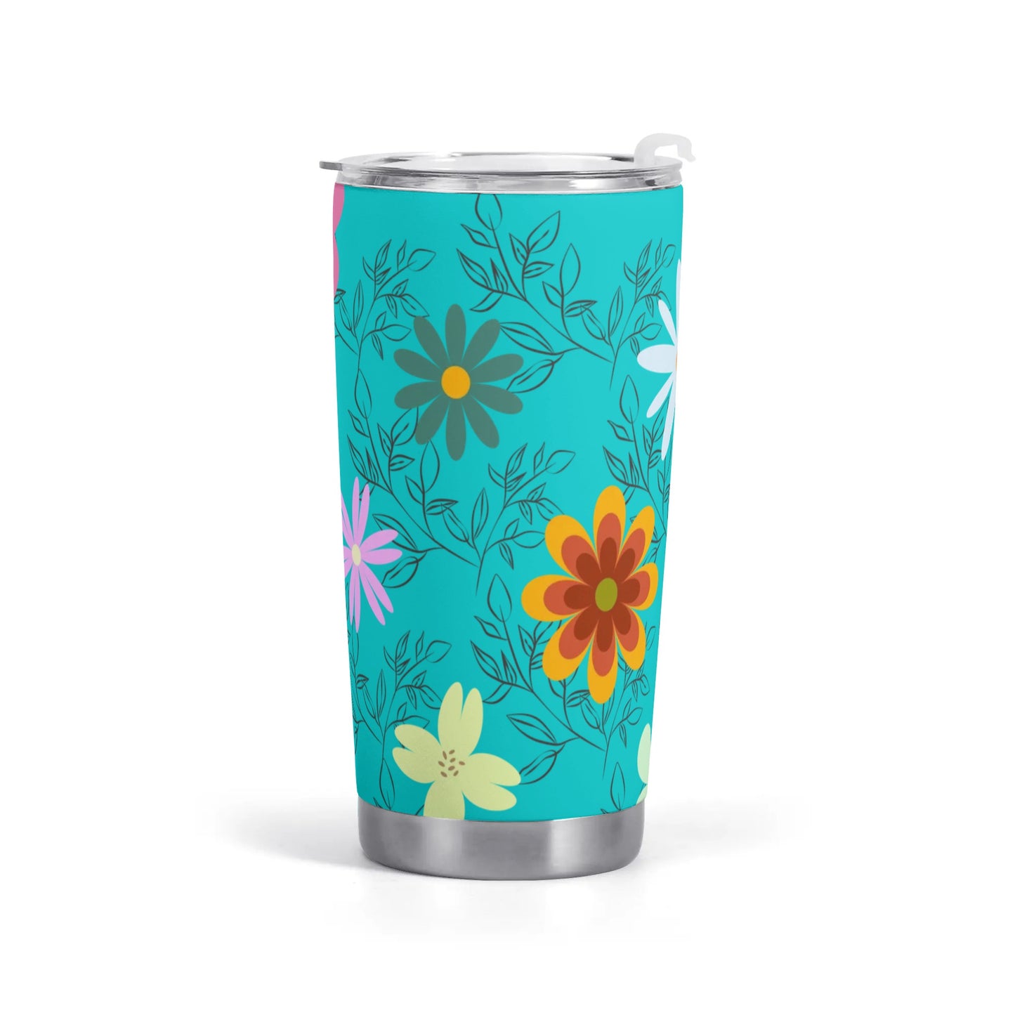 Teal Floral 20oz Tumbler - Perfect for On-The-Go Sipping - Misfit Marketing Design Studios