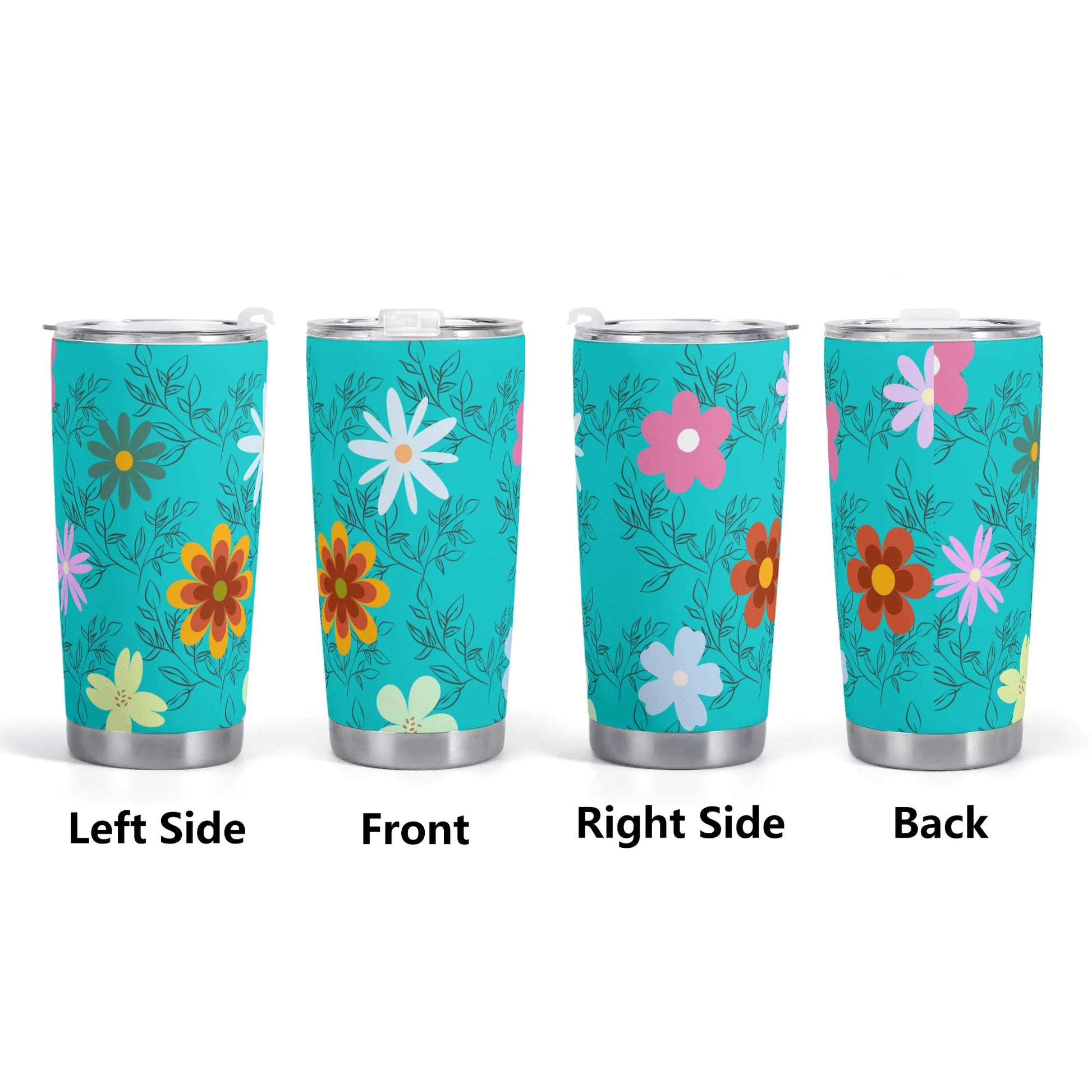 Teal Floral 20oz Tumbler - Perfect for On-The-Go Sipping - Misfit Marketing Design Studios