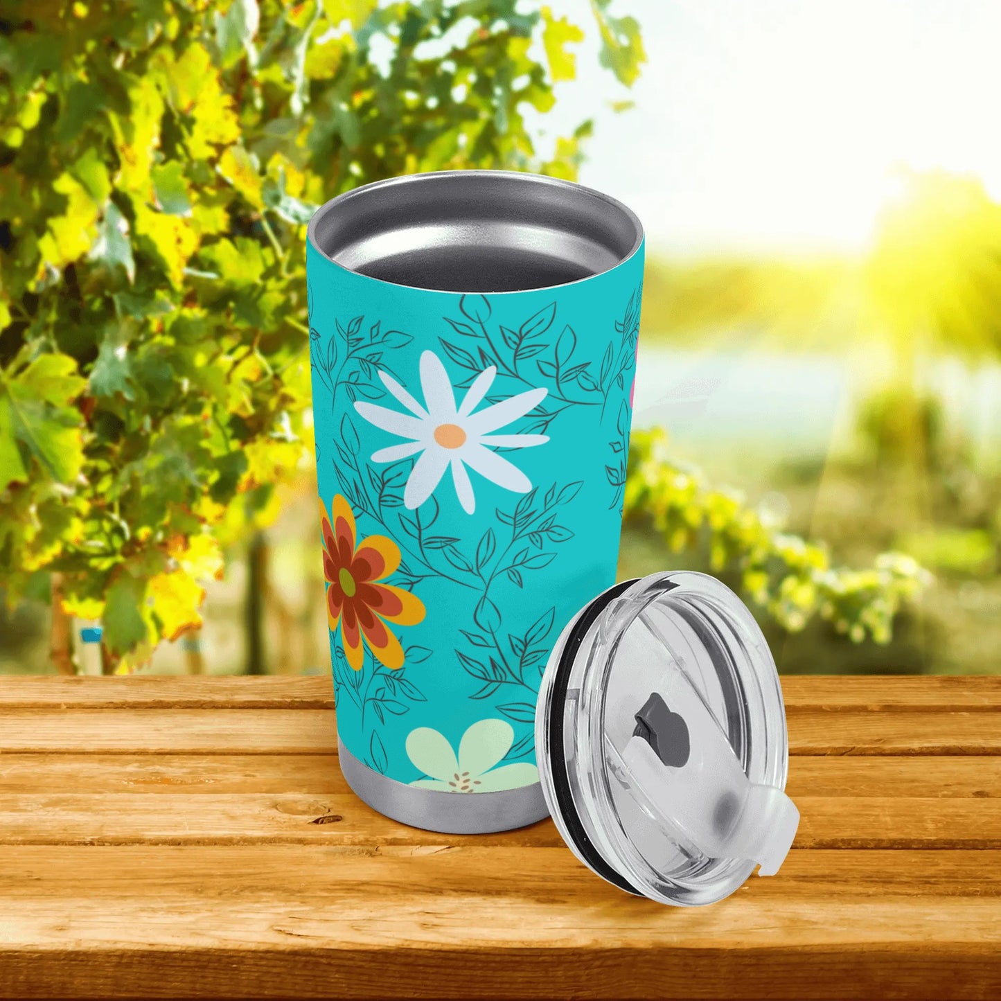 Teal Floral 20oz Tumbler - Perfect for On-The-Go Sipping - Misfit Marketing Design Studios