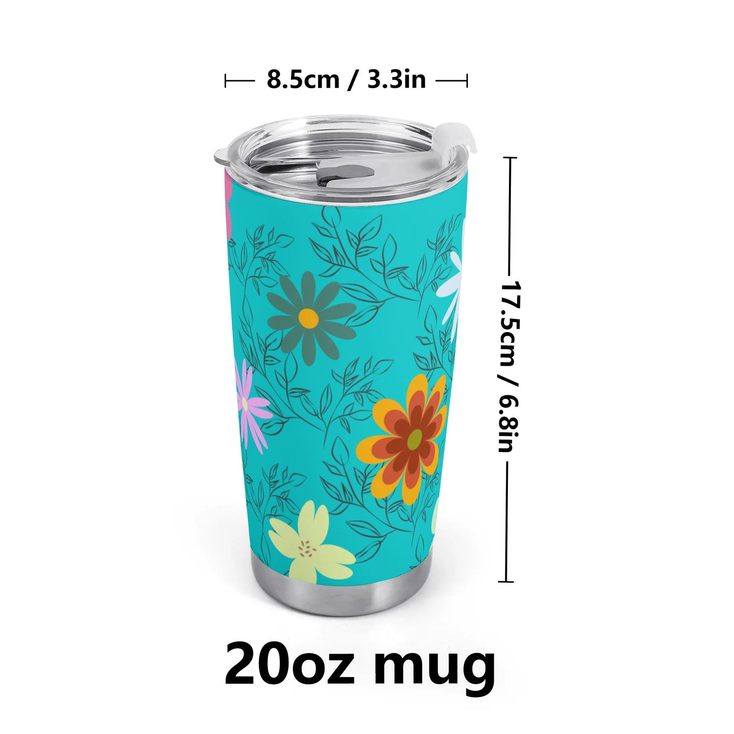 Teal Floral 20oz Tumbler - Perfect for On-The-Go Sipping - Misfit Marketing Design Studios