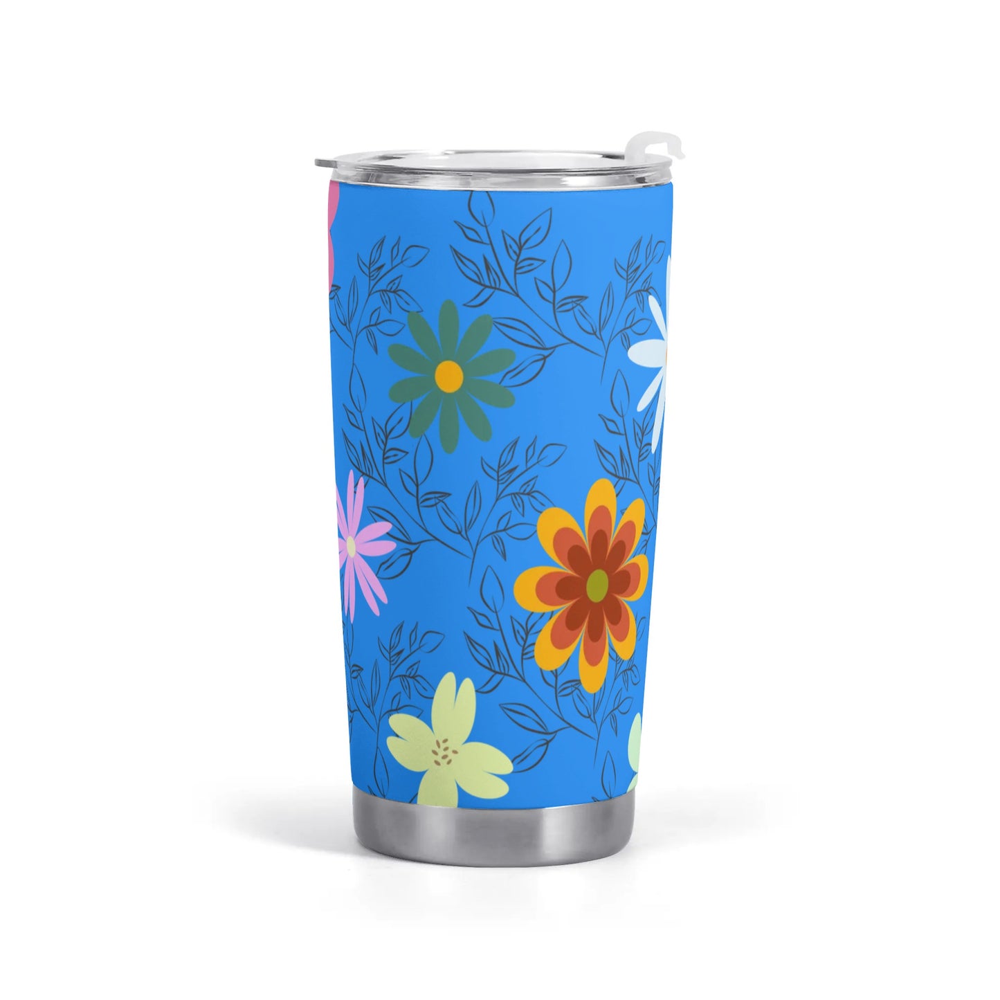 Blue Floral 20oz Tumbler - Elegant and Functional Drinkware for On-the-Go Sipping - Misfit Marketing Design Studios