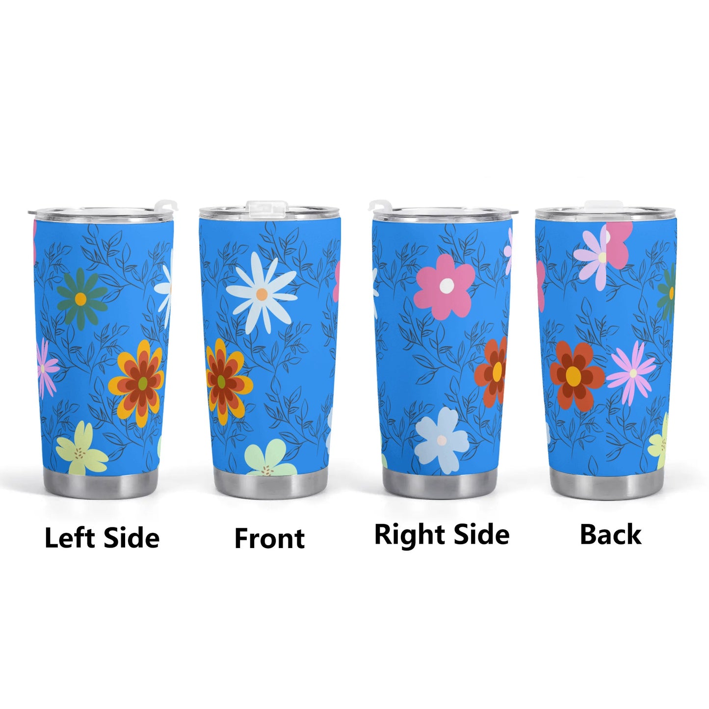 Blue Floral 20oz Tumbler - Elegant and Functional Drinkware for On-the-Go Sipping - Misfit Marketing Design Studios