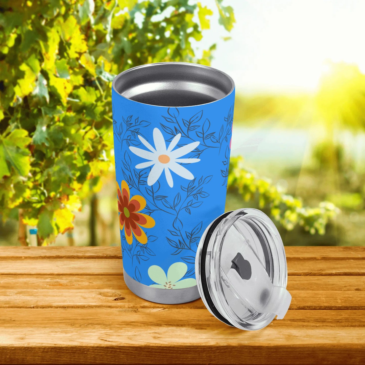 Blue Floral 20oz Tumbler - Elegant and Functional Drinkware for On-the-Go Sipping - Misfit Marketing Design Studios