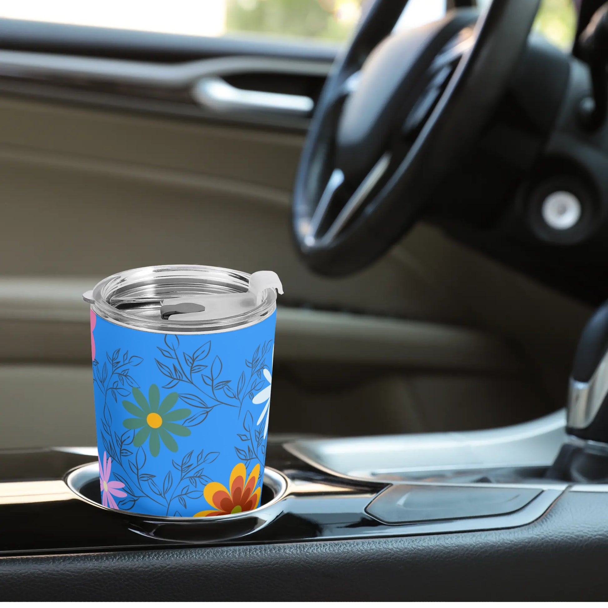 Blue Floral 20oz Tumbler - Elegant and Functional Drinkware for On-the-Go Sipping - Misfit Marketing Design Studios