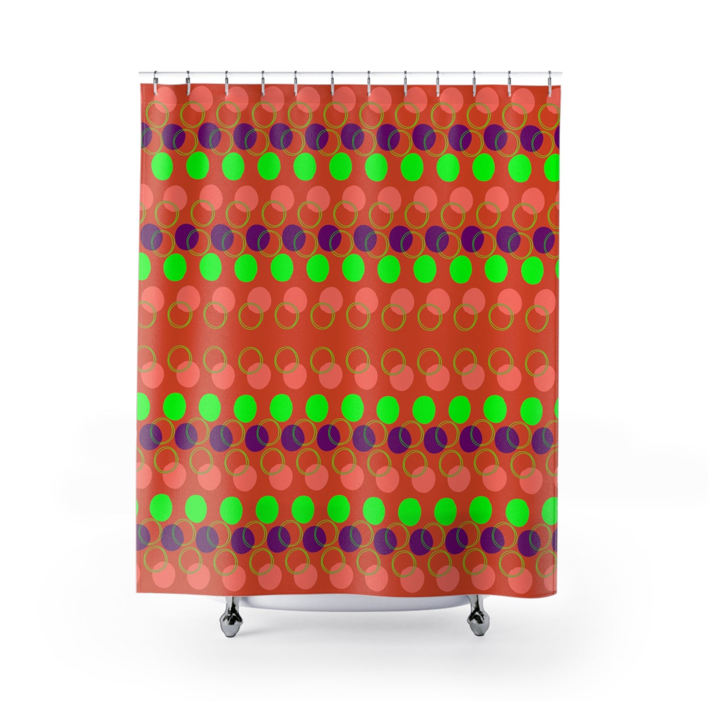 Orange Polka Dot Shower Curtain - Fun and Bright Bathroom Decor - Misfit Marketing Design Studios