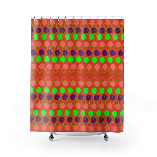 Orange Polka Dot Shower Curtain - Fun and Bright Bathroom Decor - Misfit Marketing Design Studios