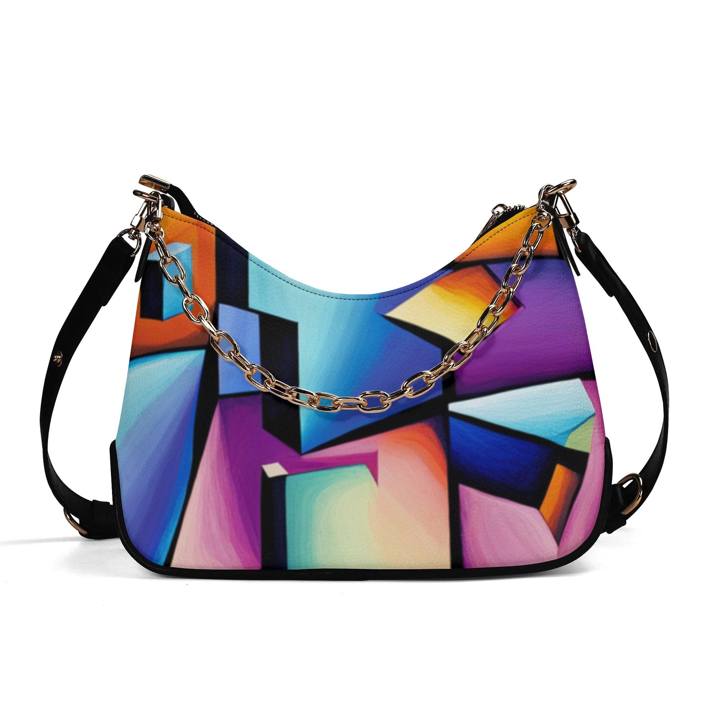 Faux Leather Abstract Cross-body Bag