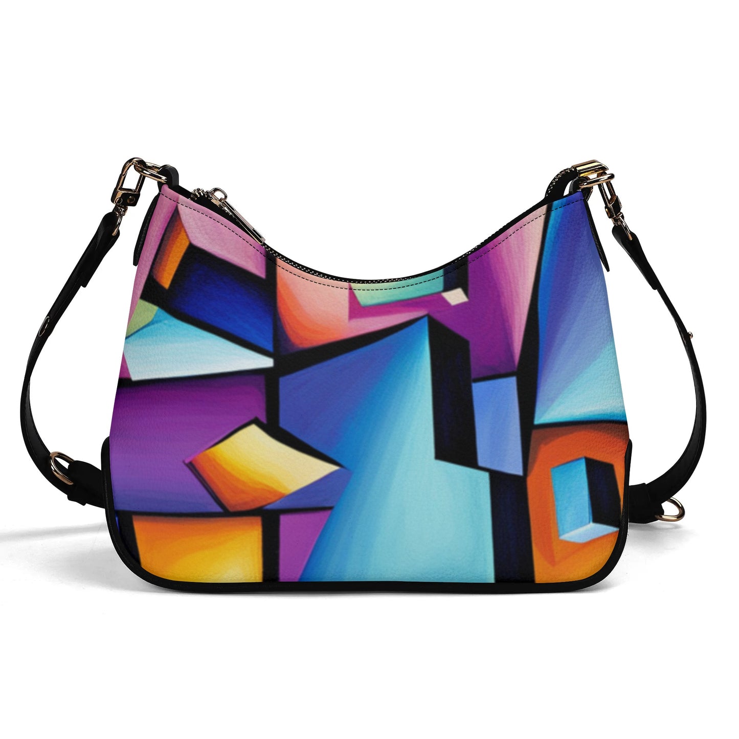 Faux Leather Abstract Cross-body Bag