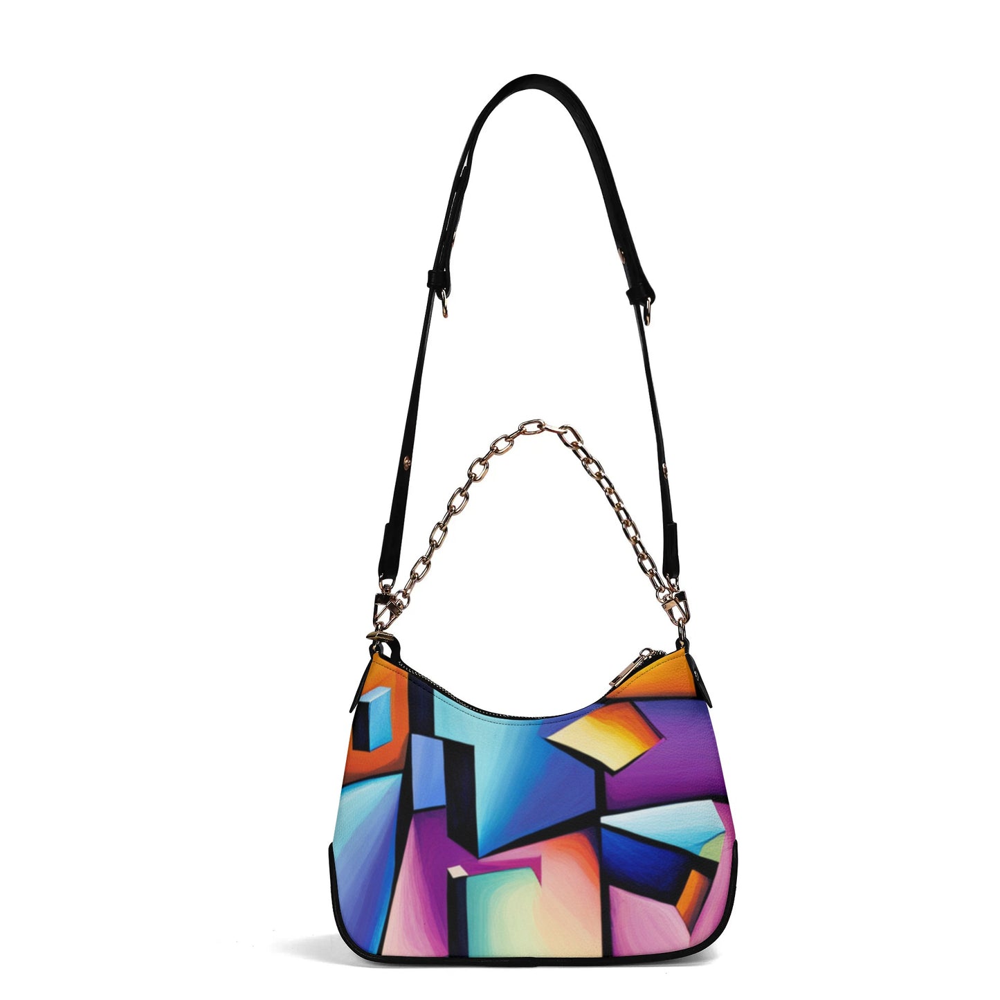 Faux Leather Abstract Cross-body Bag