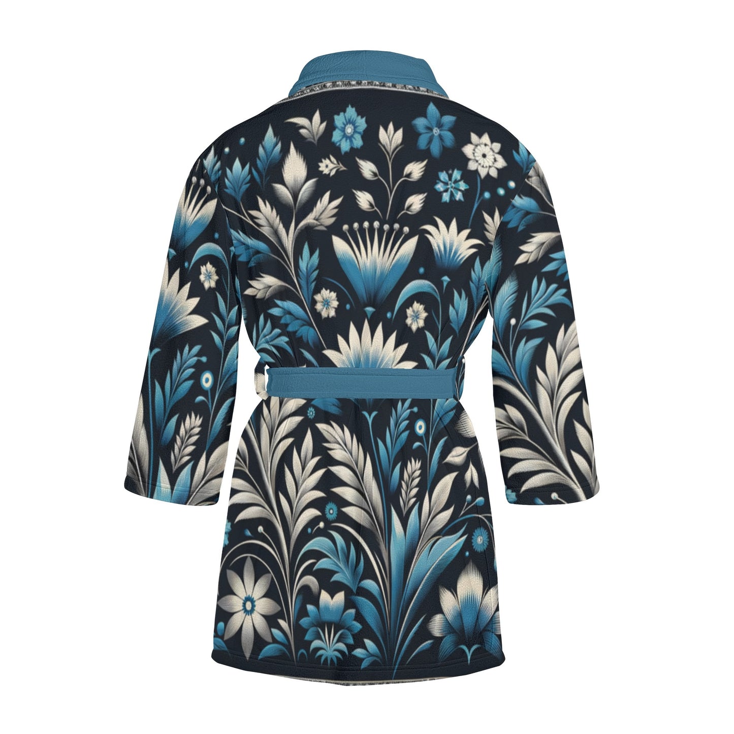 Womens Floral Abstract Short Bathrobe