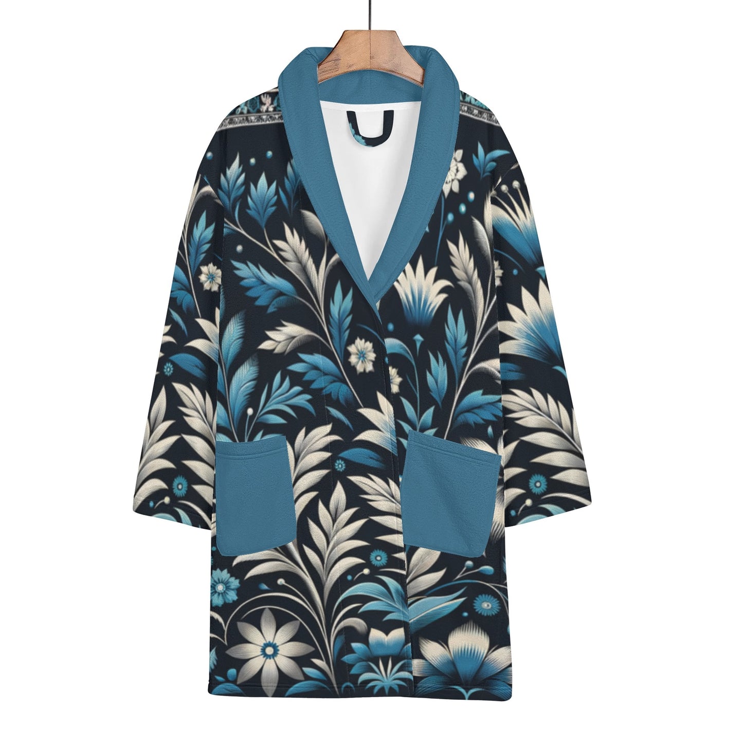 Womens Floral Abstract Short Bathrobe