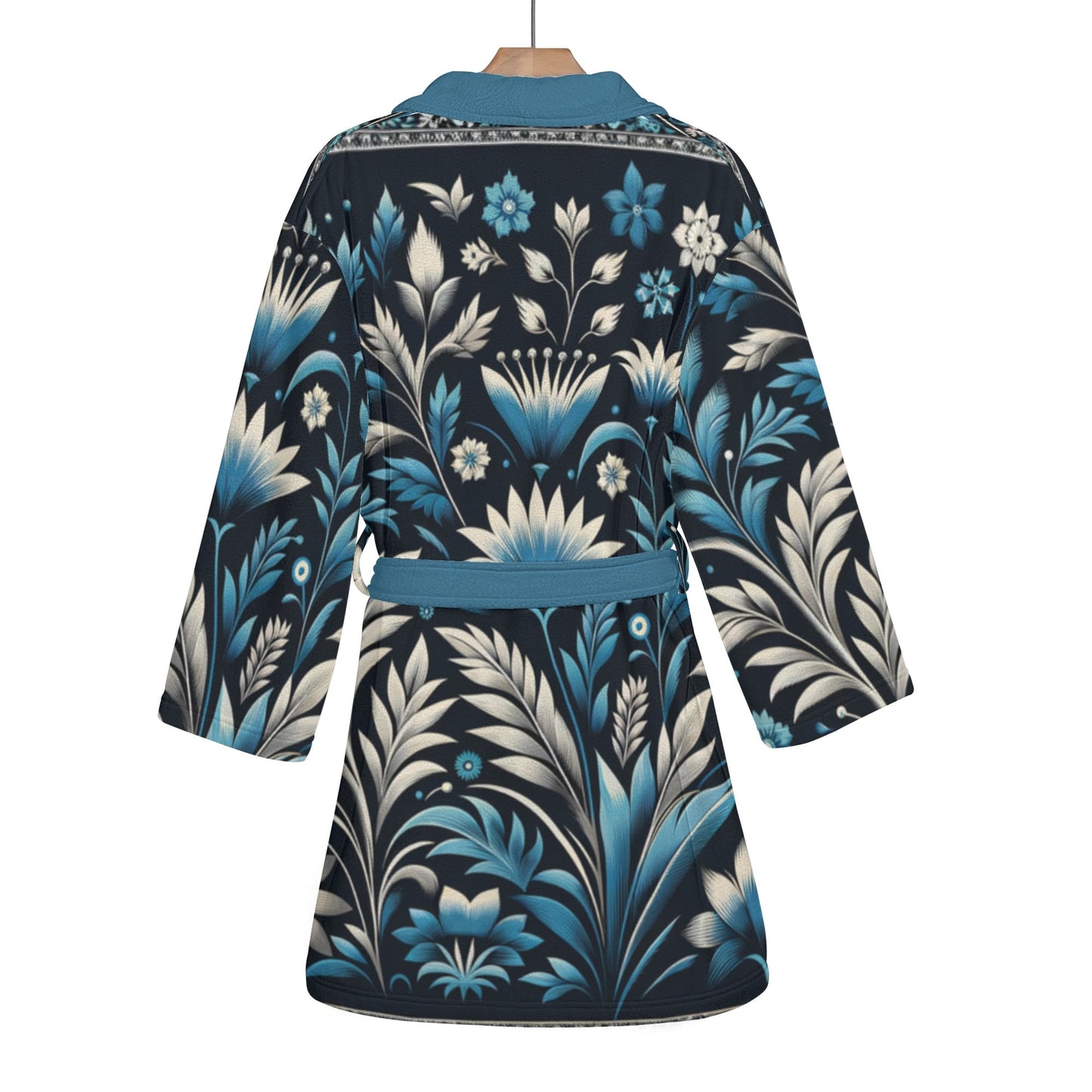 Womens Floral Abstract Short Bathrobe