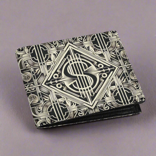 Mens Black Dollar Sign Leather Wallet