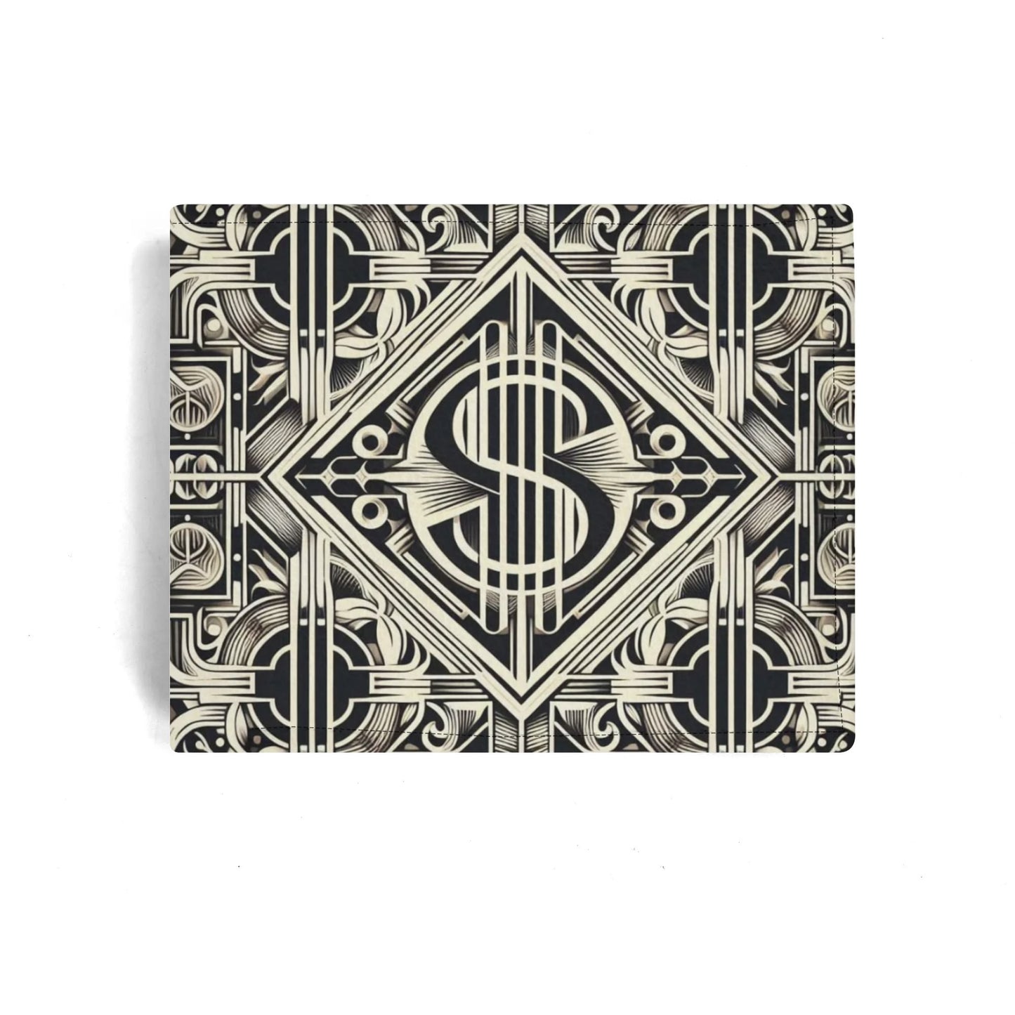 Mens Black Dollar Sign Leather Wallet