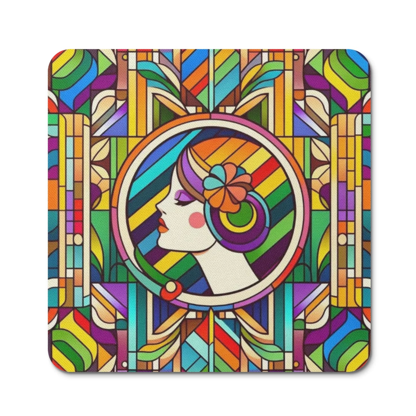 Art Deco Lady Rubber Coasters Sets