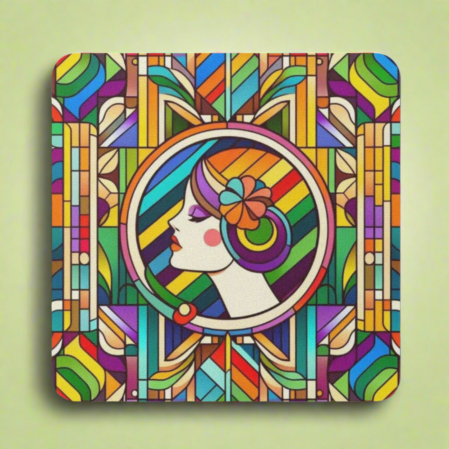 Art Deco Lady Rubber Coasters Sets