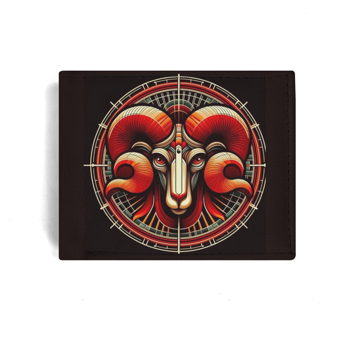 Mens Red Aries Ram PU Leather Folded Wallet