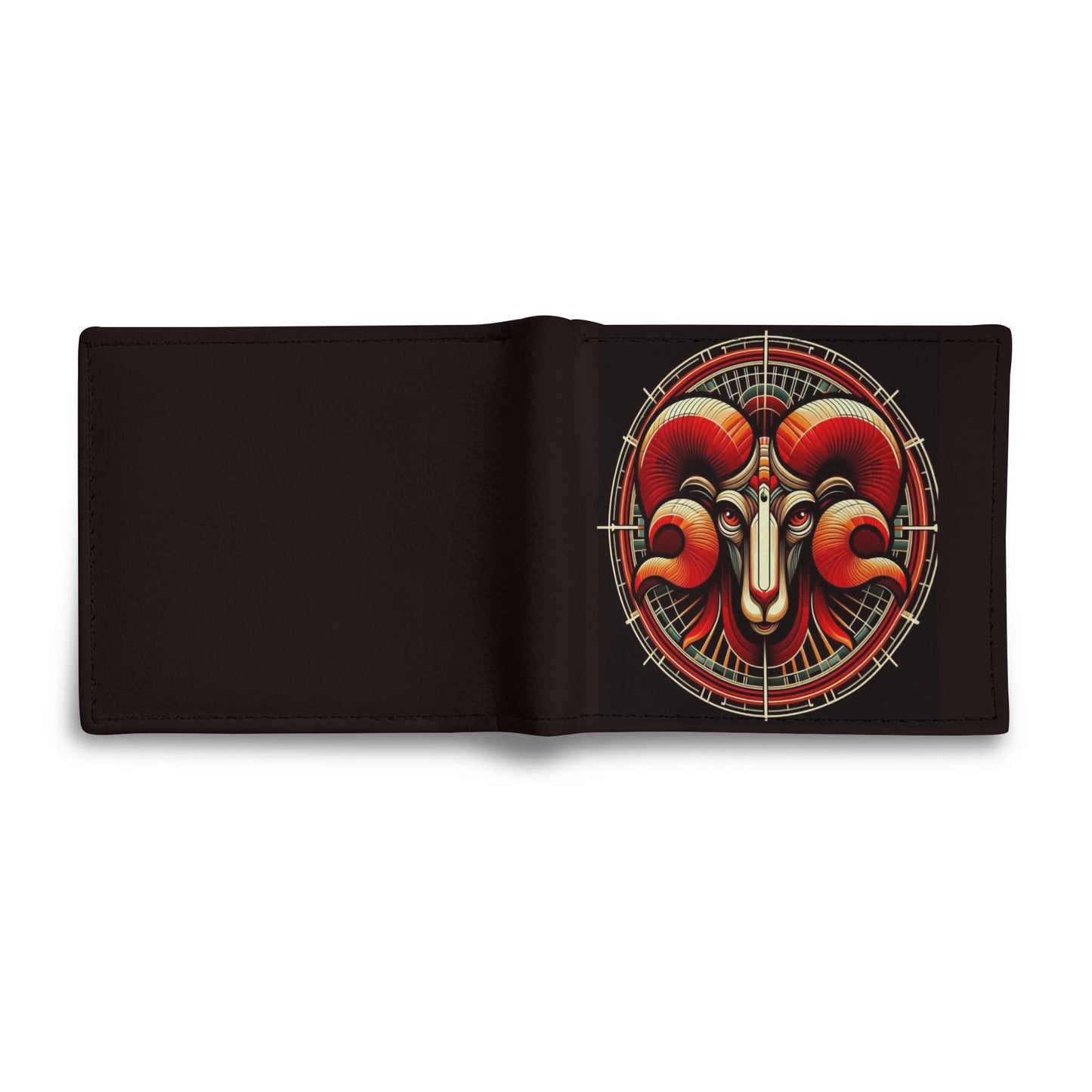 Mens Red Aries Ram PU Leather Folded Wallet