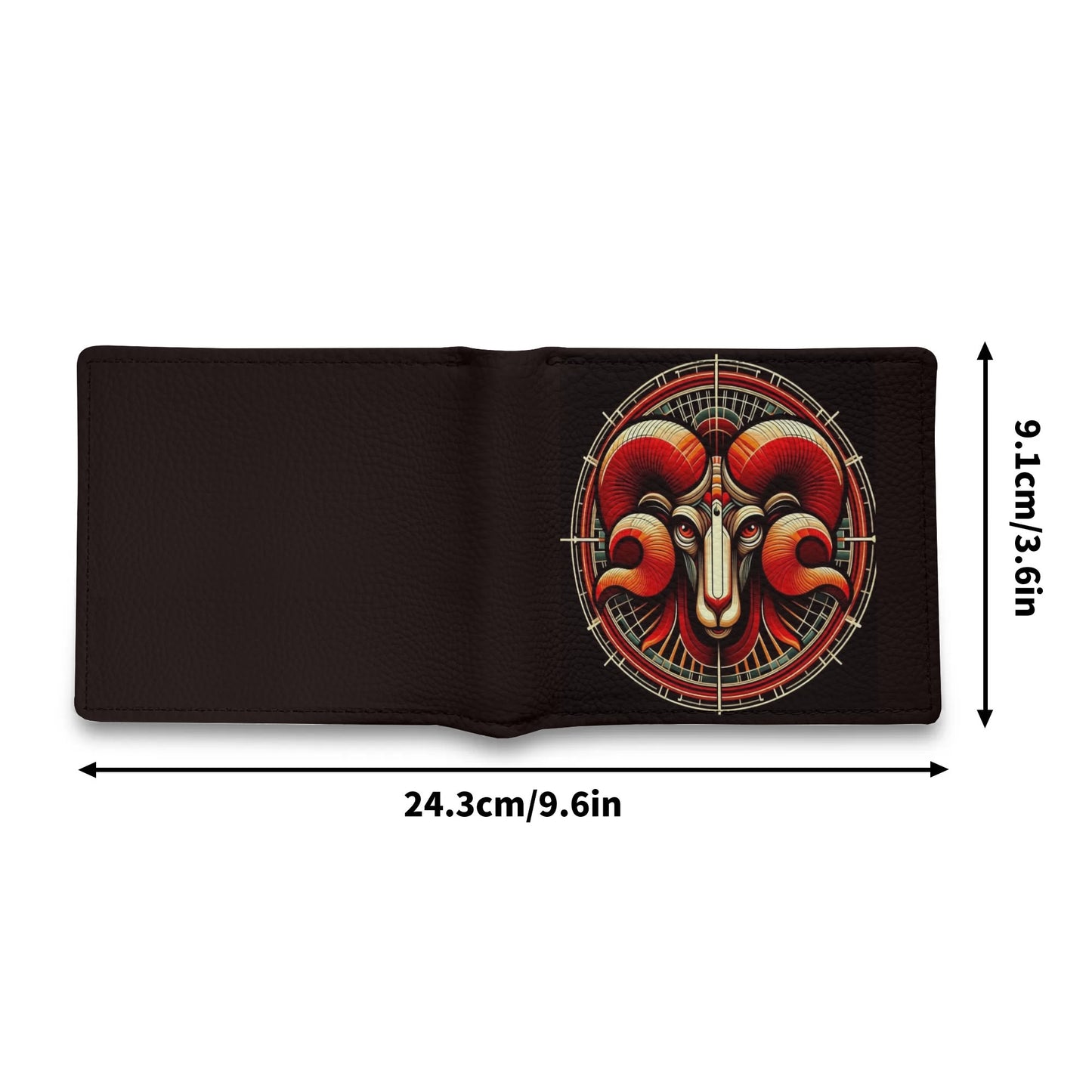 Mens Red Aries Ram PU Leather Folded Wallet