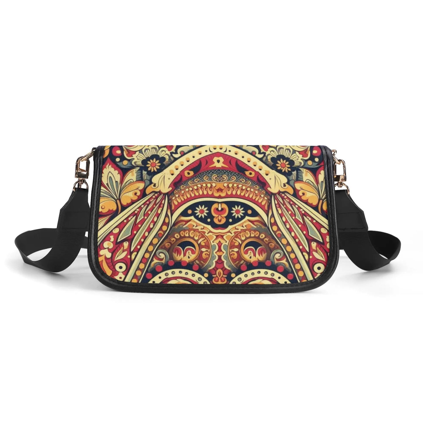 Red Paisley Faux Leather Shoulder Bag