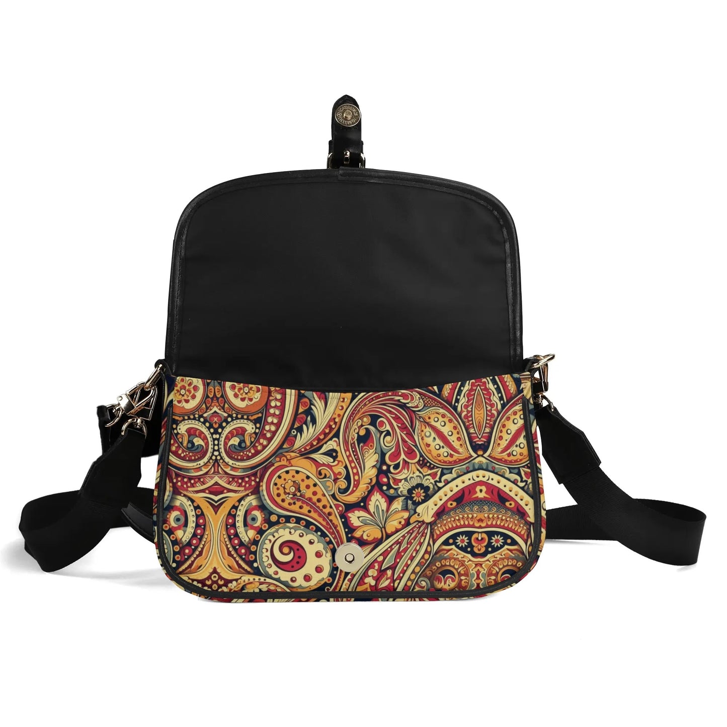 Red Paisley Faux Leather Shoulder Bag