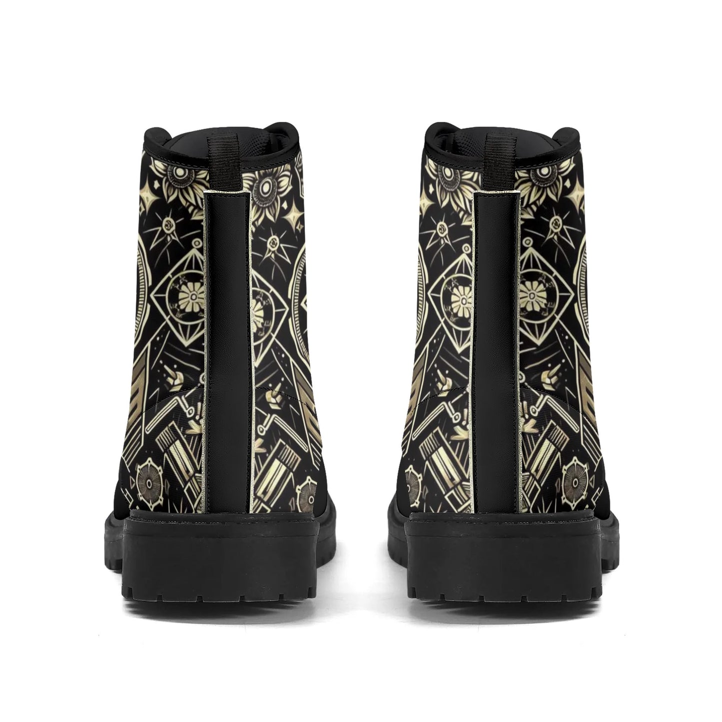 Mens Black Outsole Smiling Skull Leather Boots