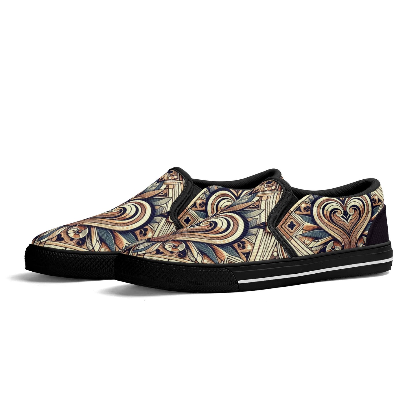 Mens Abstract Hearts Slip On Shoes