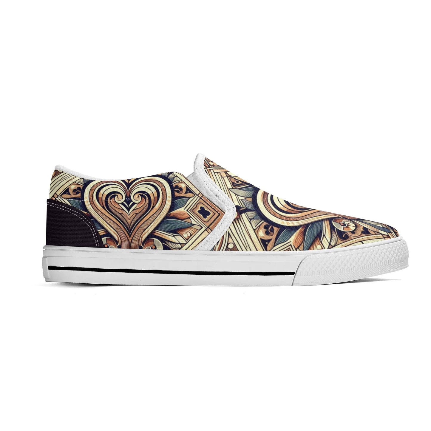 Mens Abstract Hearts Slip On Shoes