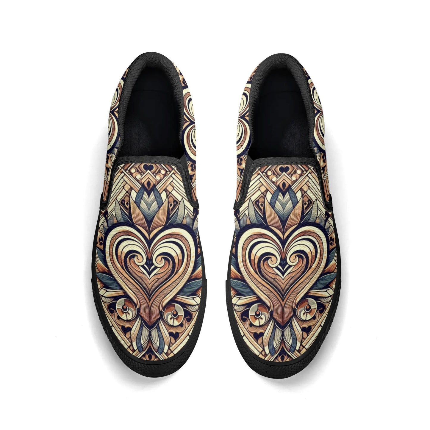 Mens Abstract Hearts Slip On Shoes