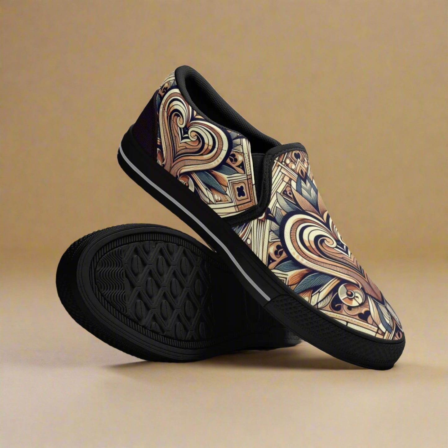 Mens Abstract Hearts Slip On Shoes