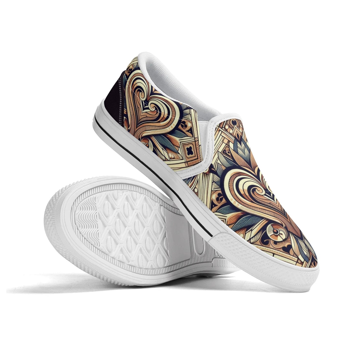 Mens Abstract Hearts Slip On Shoes