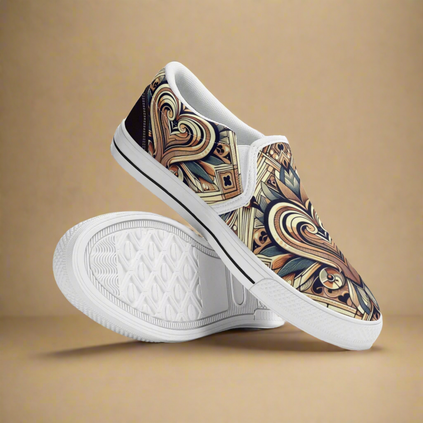 Mens Abstract Hearts Slip On Shoes