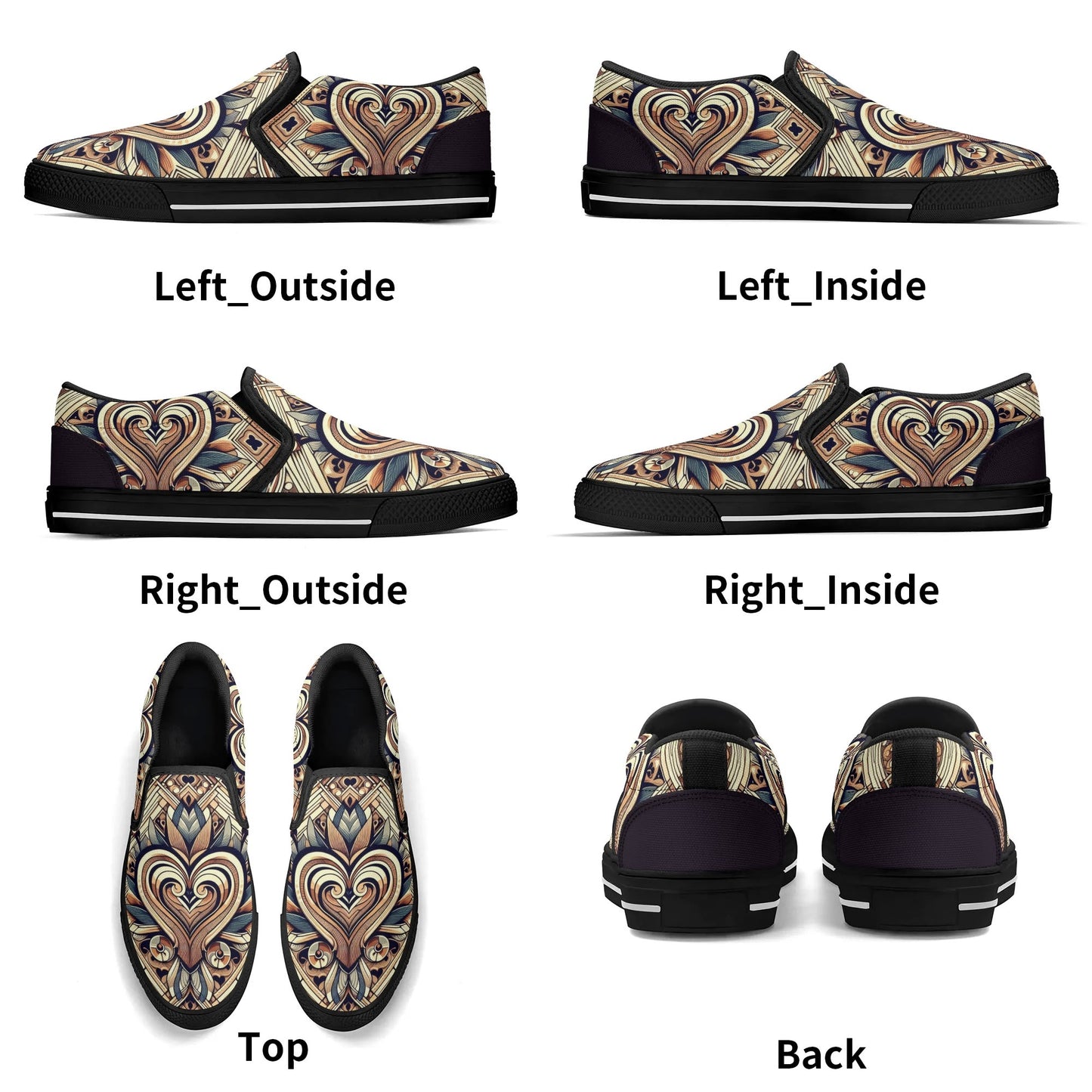 Mens Abstract Hearts Slip On Shoes