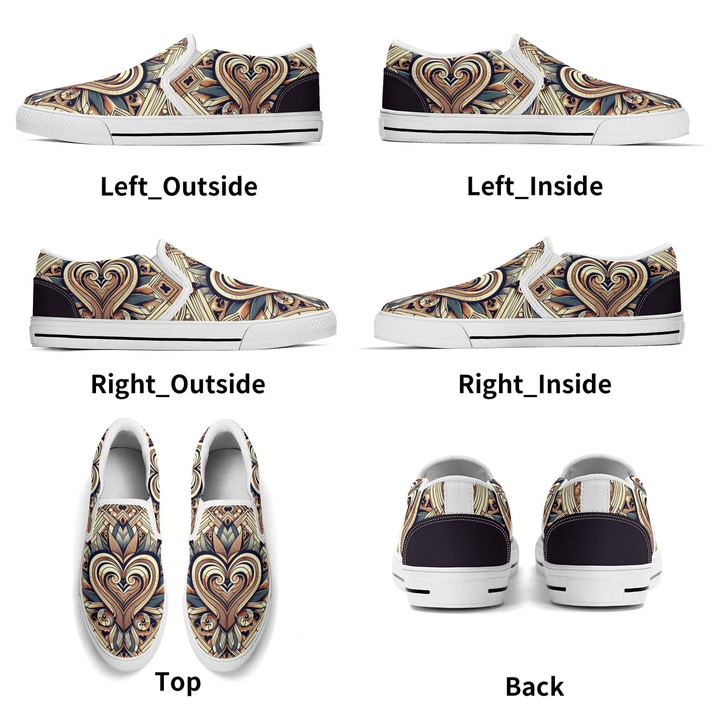 Mens Abstract Hearts Slip On Shoes