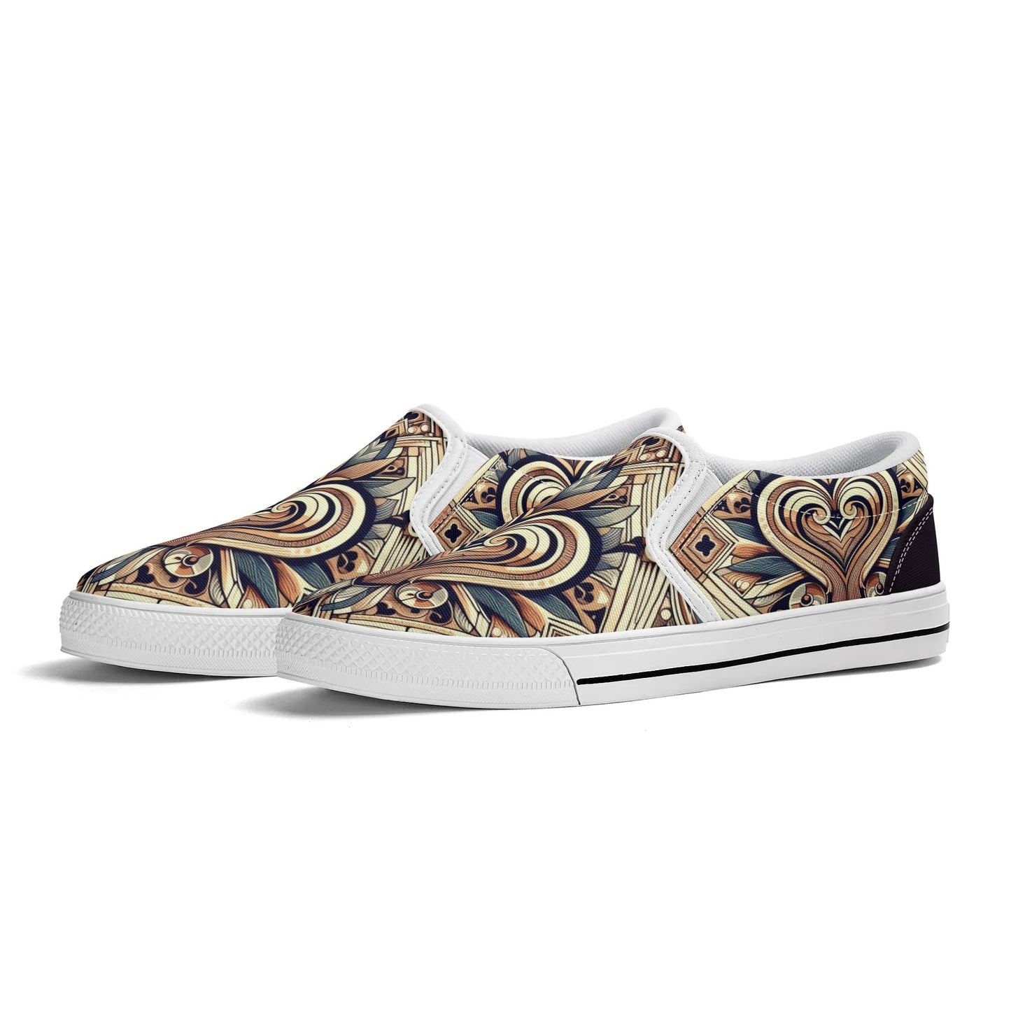 Mens Abstract Hearts Slip On Shoes