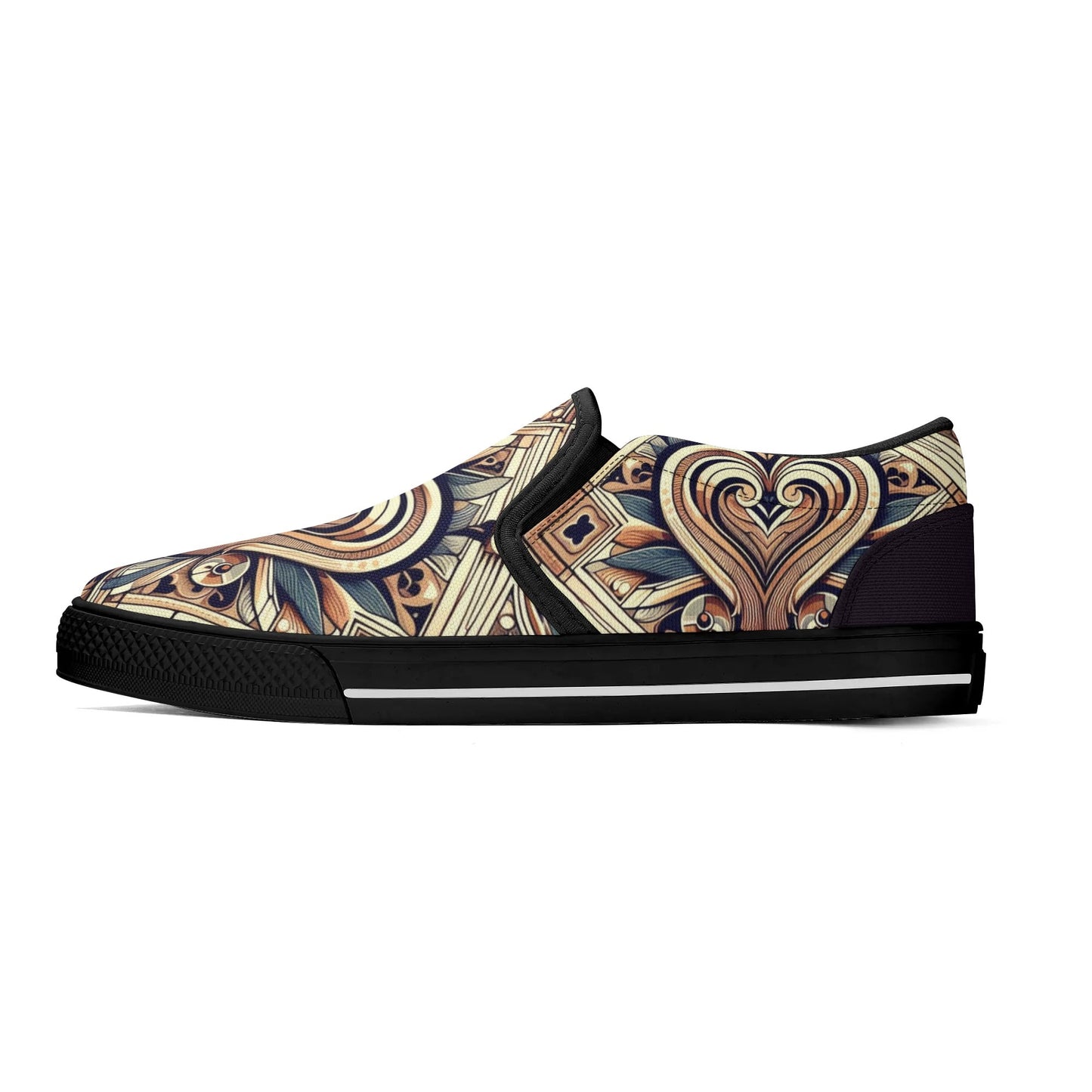 Mens Abstract Hearts Slip On Shoes