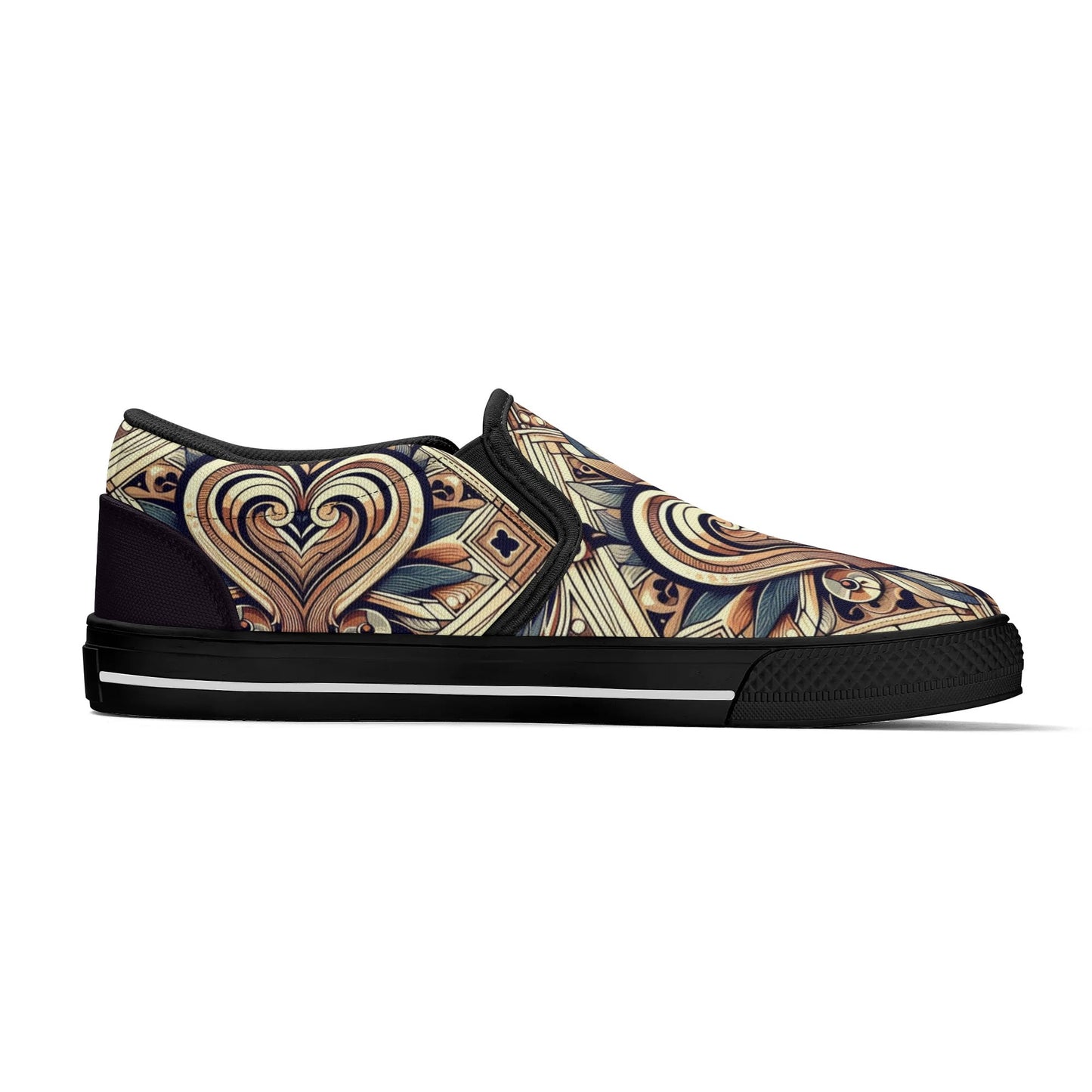 Mens Abstract Hearts Slip On Shoes