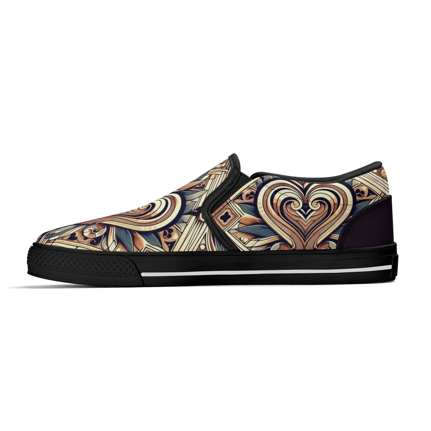 Mens Abstract Hearts Slip On Shoes