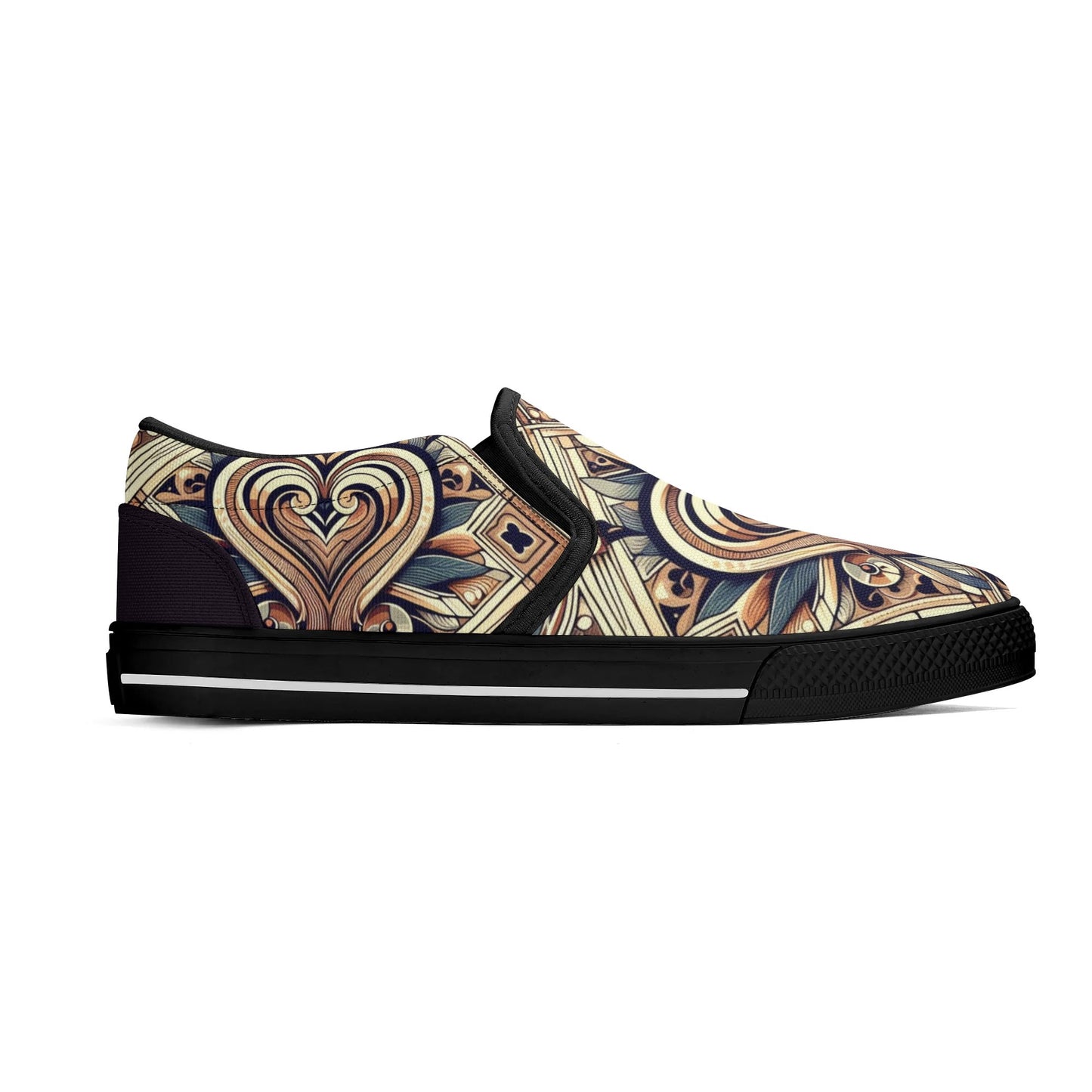 Mens Abstract Hearts Slip On Shoes