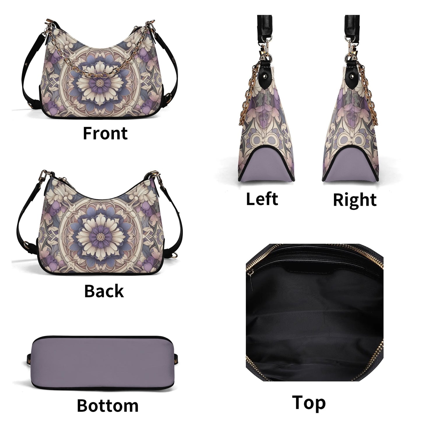 Lady Lavender and Periwinkle Floral Faux Leather Cross-body Bag