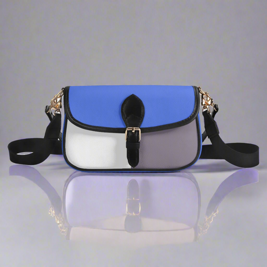 Periwinkle and Lavender Color Block Chain Shoulder Bag