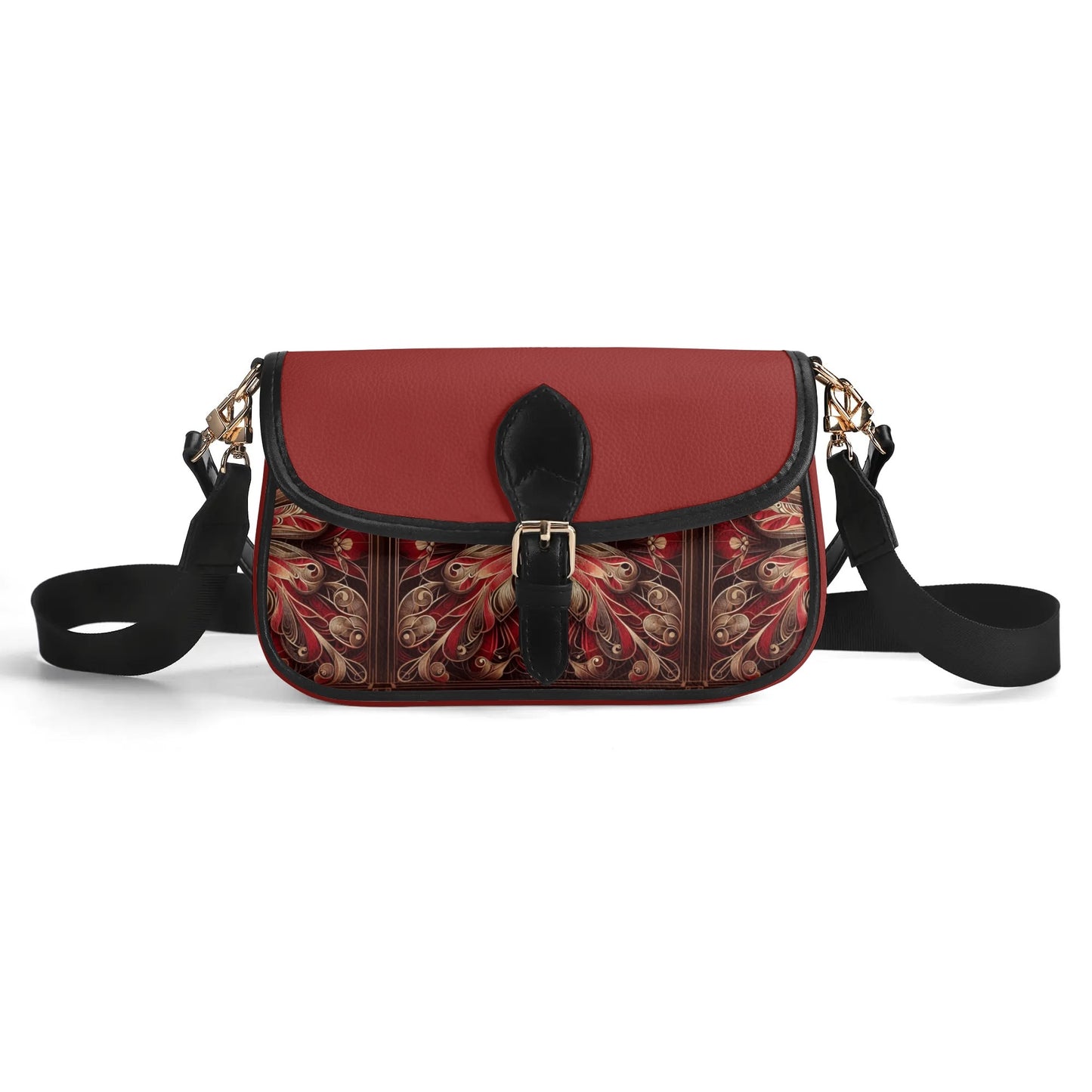 Womens Red Butterfly Crossbody Faux Leather Bag